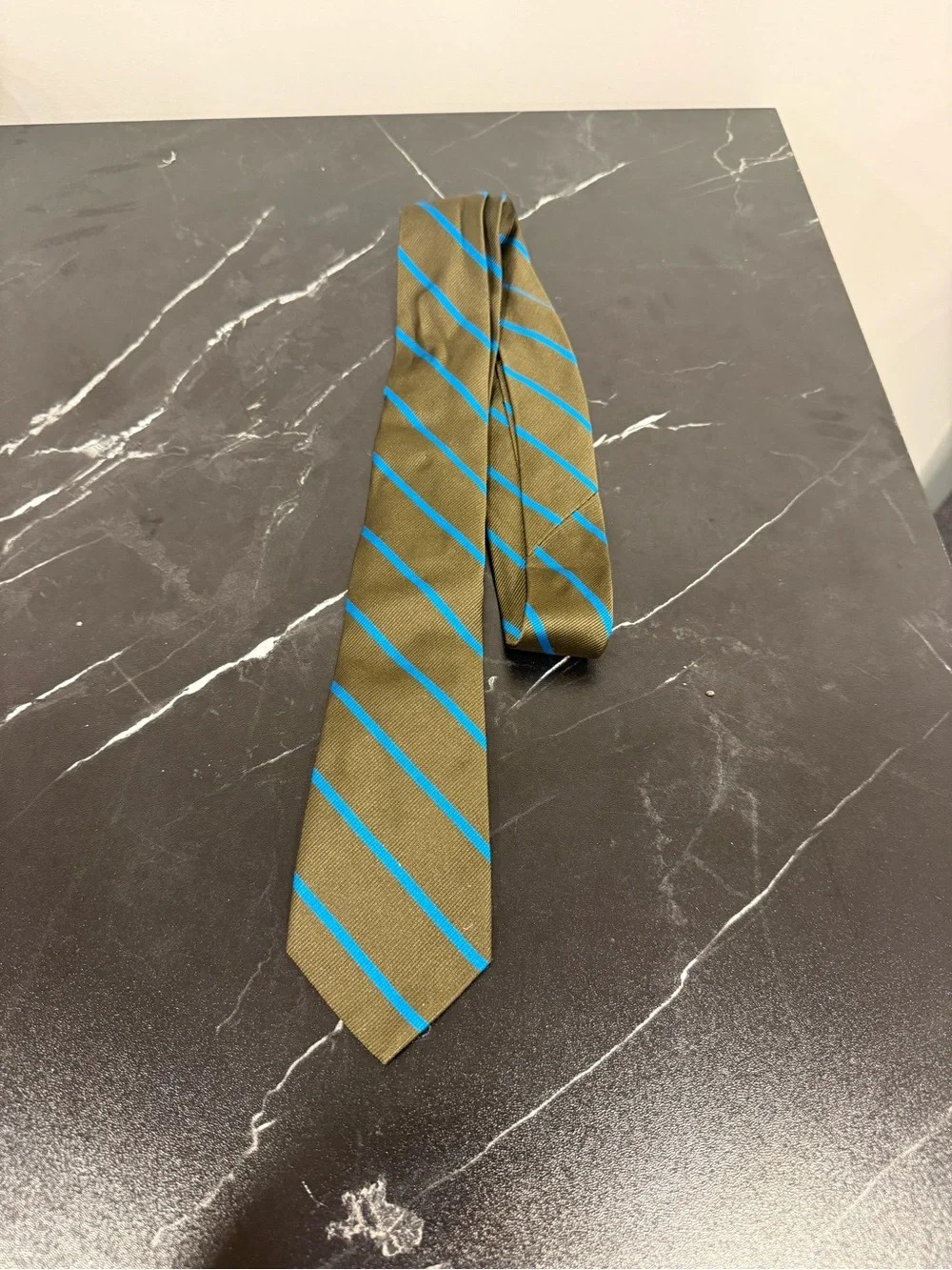 LN Crewcuts jcrew 100% Silk Striped Tie Green Blue Twill Boys teen Christmas